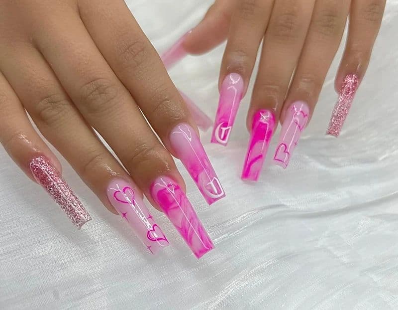 Think pink — nail design by T Nails Charlotte